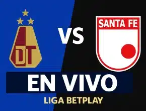 Banner promocional Tolima vs Santa Fe EN VIVO por la Liga BetPlay 2025